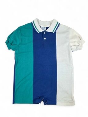 Vintage Kelly’s Kids Colorblock Polo Romper Boys Size 3 USA Made Vintage 80s/90s